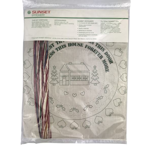 VTG NOS Sunset Stitchery Christmas Blessing Lord Rest Thy Hand Embroidery Kit - Picture 3 of 5